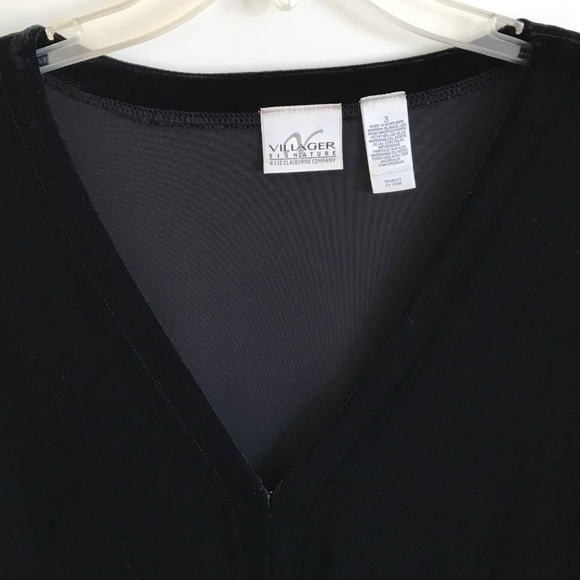 Velvet Tunic Black 3X VILLAGER SIGNATURE By LIZ CLAIBORNE V-Neck Women’s Size 3X - Picture 2 of 16
